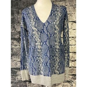 Rebecca Taylor Womens Sweater Extra Small Blue Snake Wool Casual‎ Work Soft Cozy